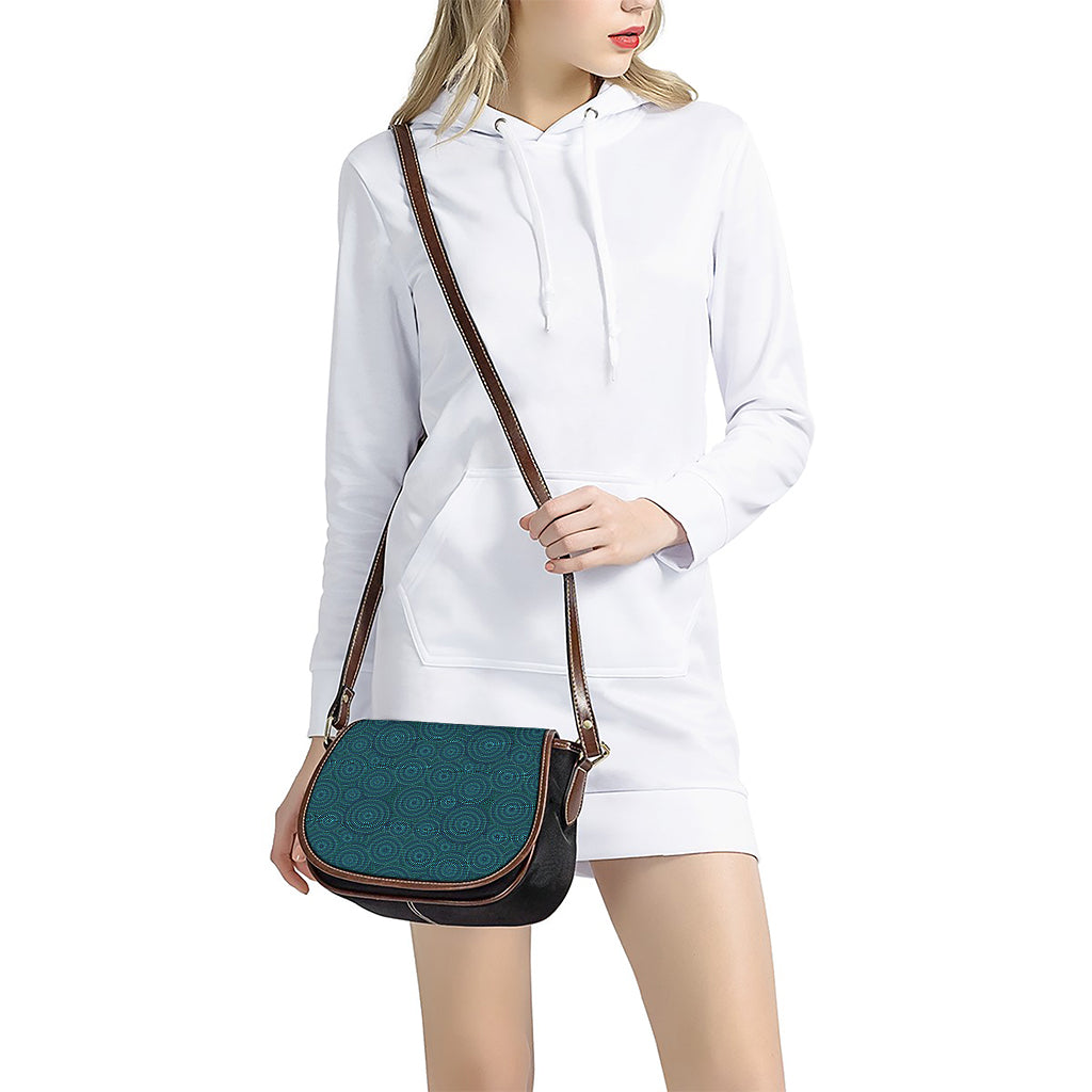 Blue Aboriginal Dot Pattern Print Saddle Bag