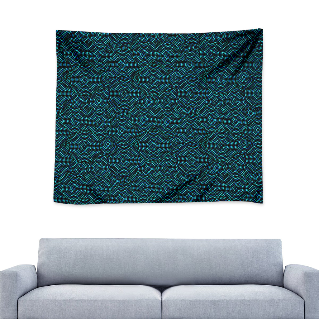 Blue Aboriginal Dot Pattern Print Tapestry
