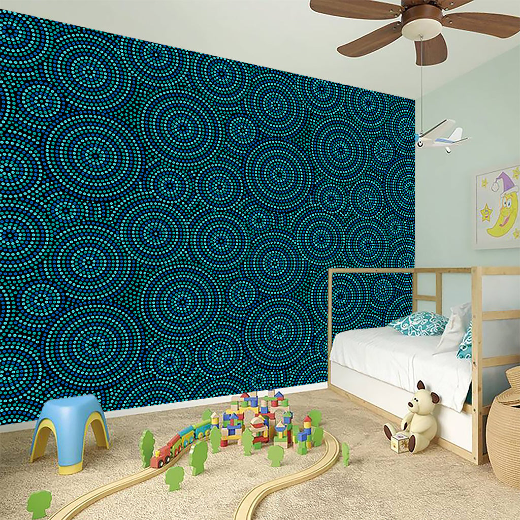 Blue Aboriginal Dot Pattern Print Wall Sticker