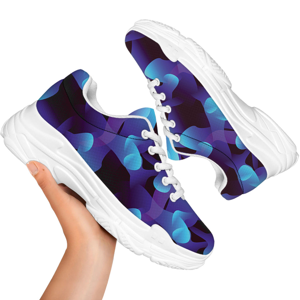 Blue Abstract Spirit Print White Chunky Shoes