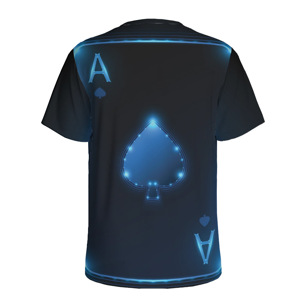 Blue Ace Card Print Men's Sports T-Shirt