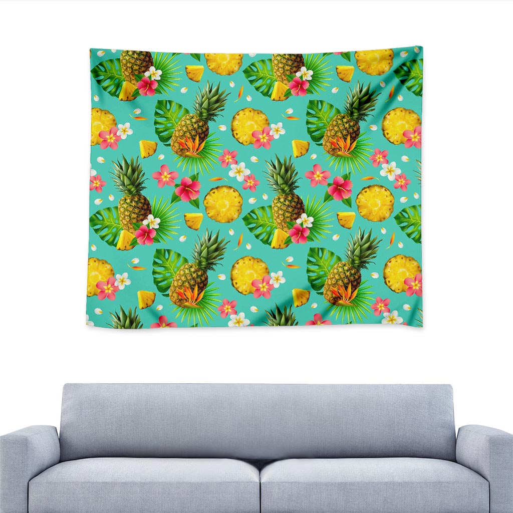 Blue Aloha Pineapple Pattern Print Tapestry