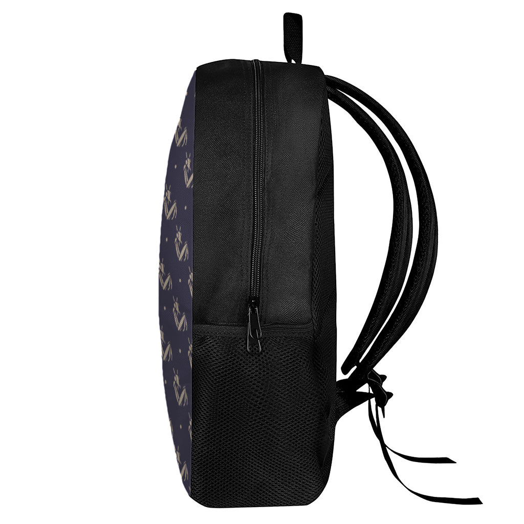 Blue And Beige Mantis Pattern Print 17 Inch Backpack