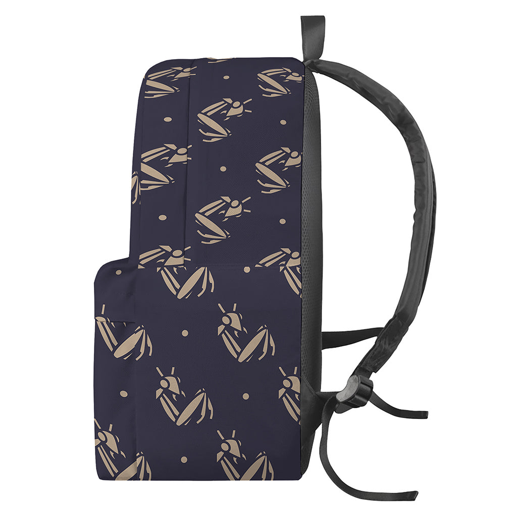 Blue And Beige Mantis Pattern Print Backpack