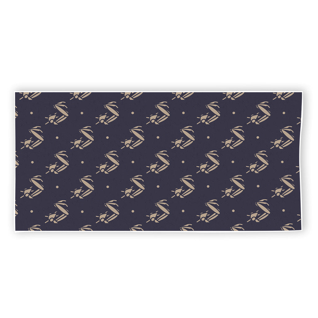 Blue And Beige Mantis Pattern Print Beach Towel