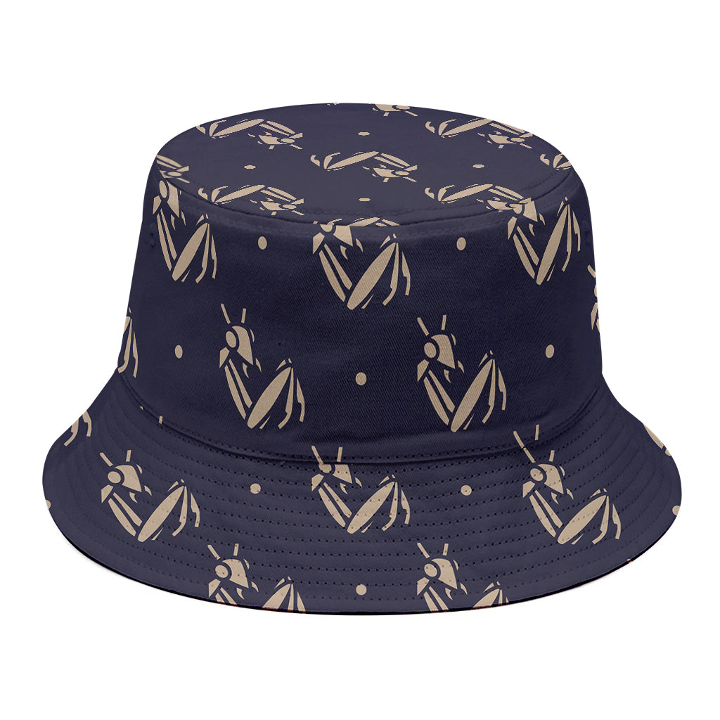 Blue And Beige Mantis Pattern Print Bucket Hat