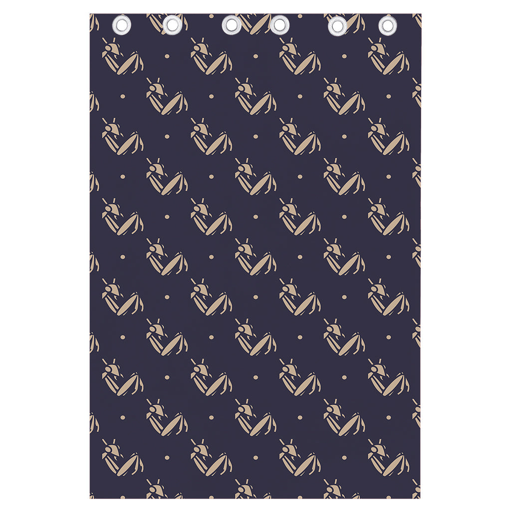 Blue And Beige Mantis Pattern Print Curtain