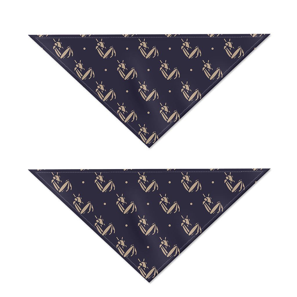 Blue And Beige Mantis Pattern Print Dog Bandana