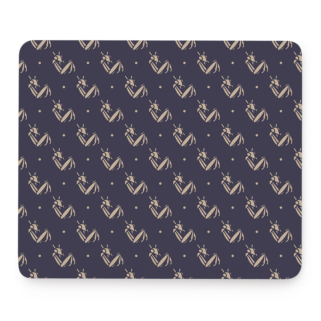 Blue And Beige Mantis Pattern Print Mouse Pad
