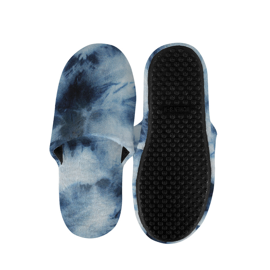 Blue And Black Acid Wash Tie Dye Print Slippers