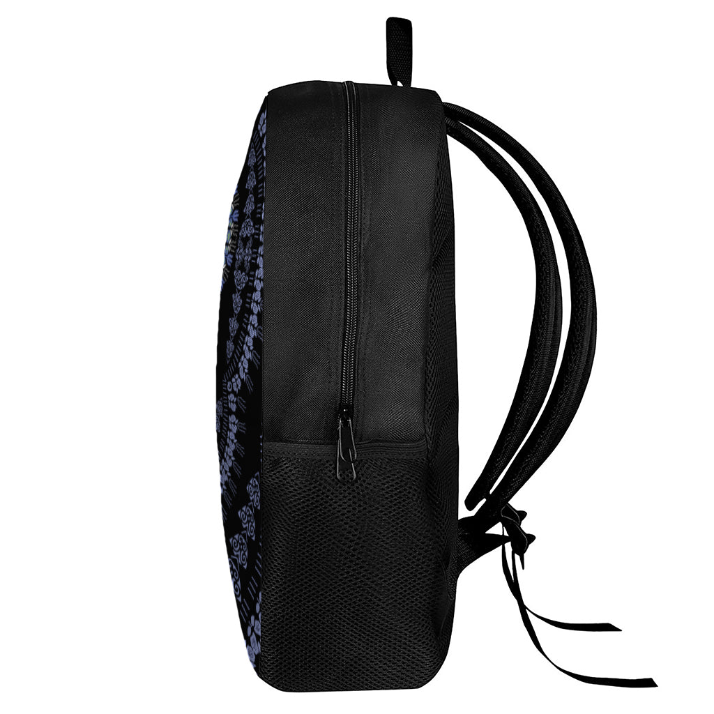 Blue And Black African Dashiki Print 17 Inch Backpack