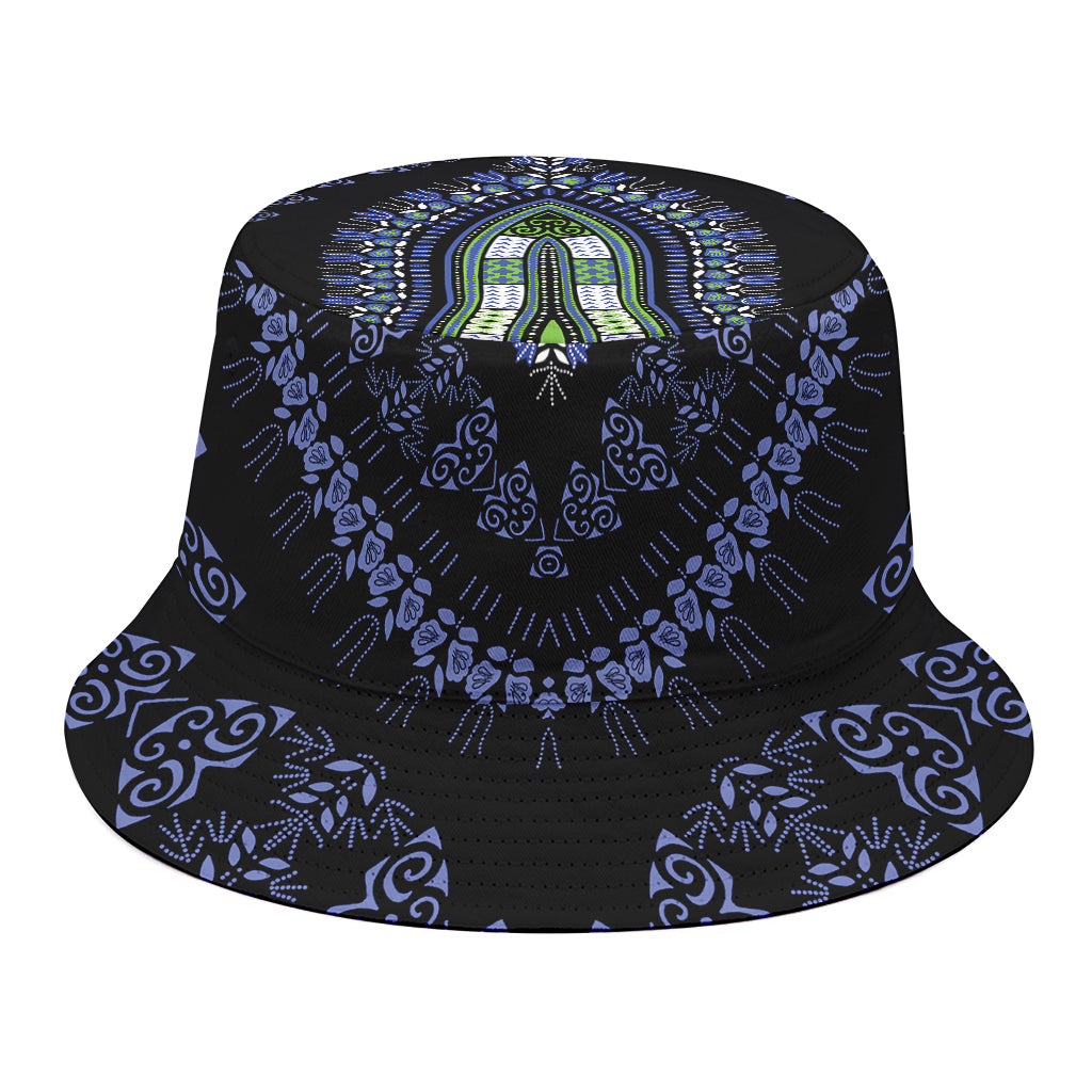 Blue And Black African Dashiki Print Bucket Hat
