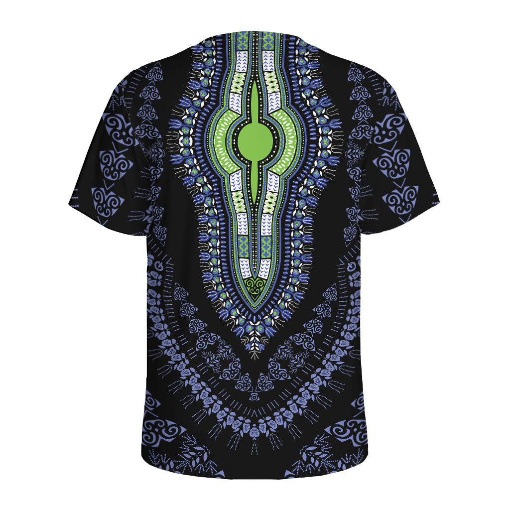 Blue And Black African Dashiki Print Men's Sports T-Shirt