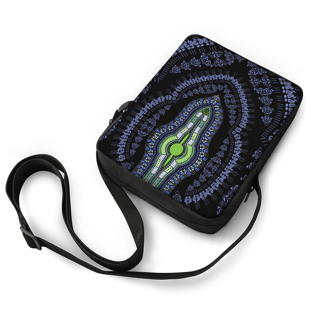 Blue And Black African Dashiki Print Rectangular Crossbody Bag
