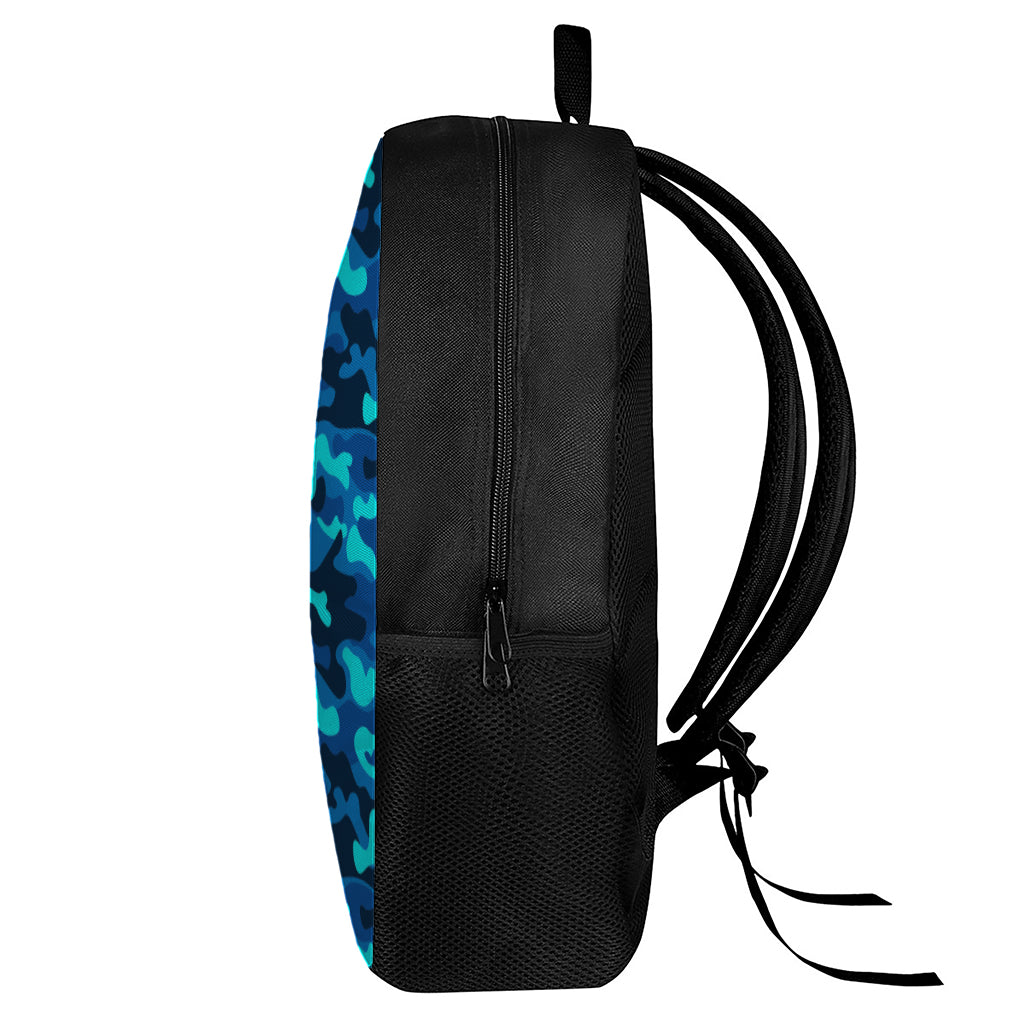 Blue And Black Camouflage Print 17 Inch Backpack
