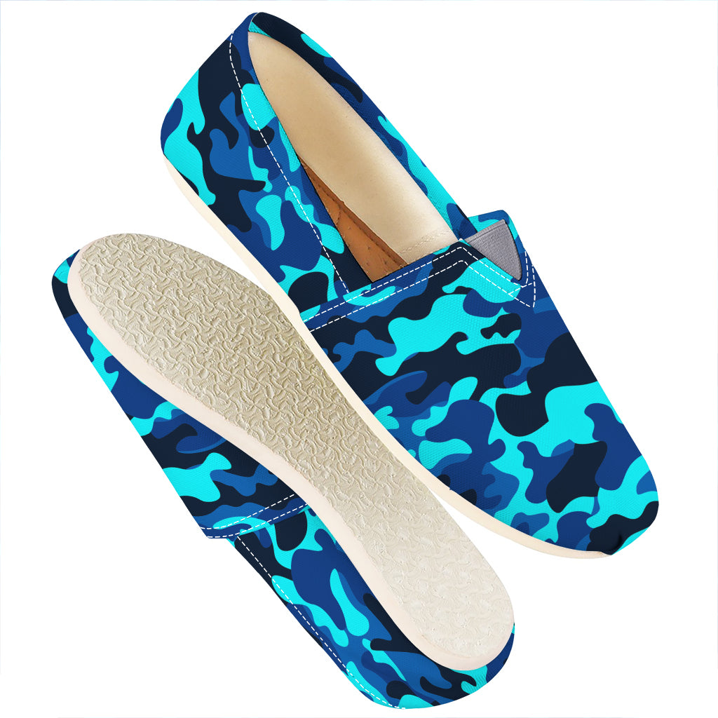 Blue And Black Camouflage Print Casual Shoes
