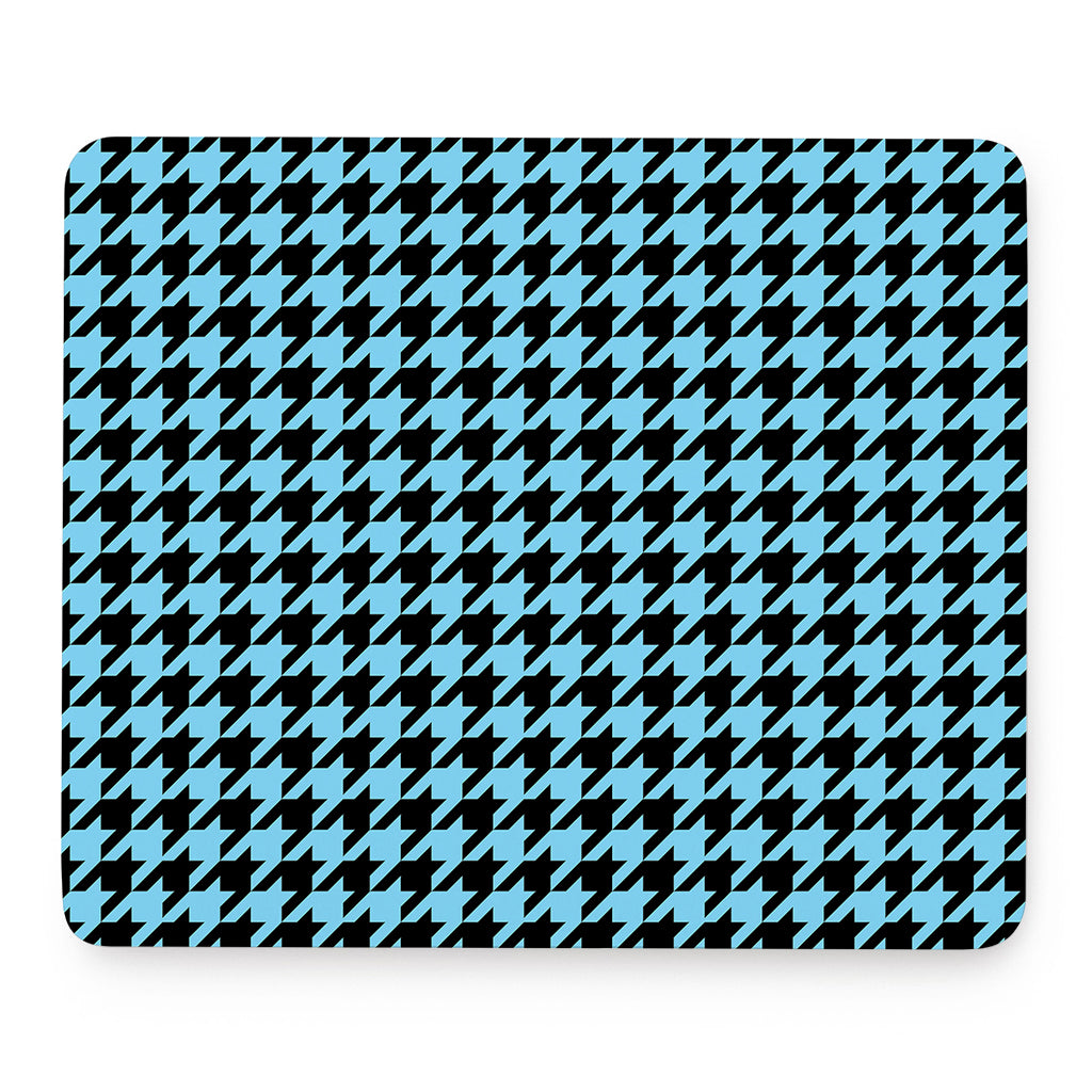 Blue And Black Houndstooth Pattern Print Mouse Pad