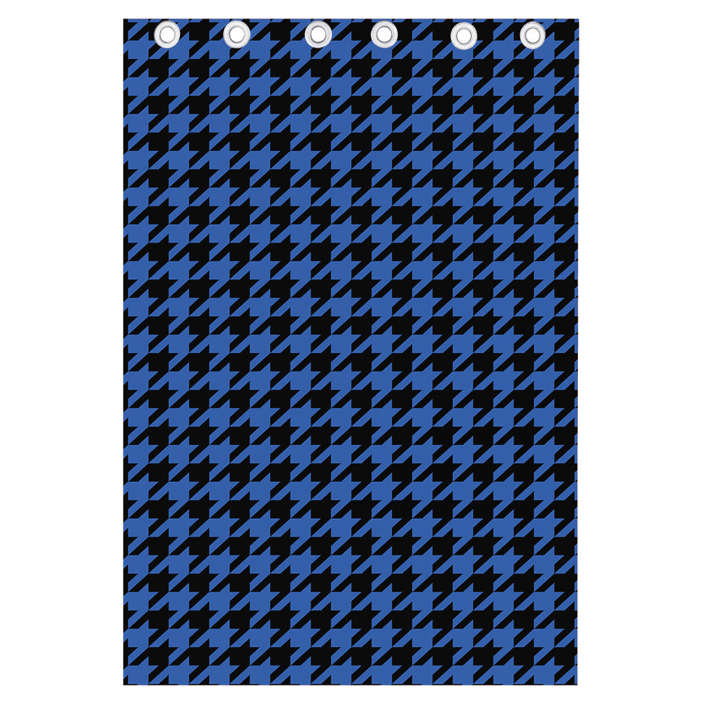Blue And Black Houndstooth Print Curtain