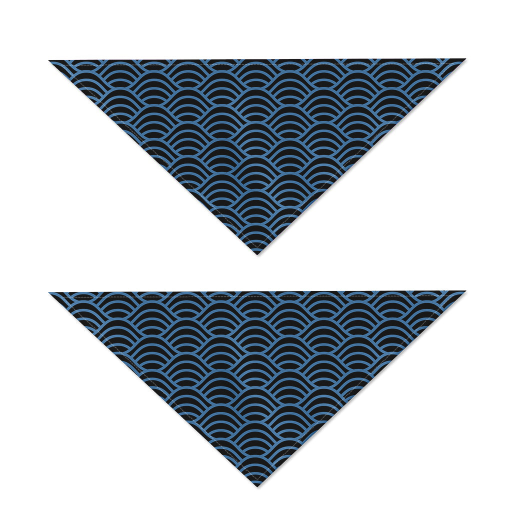 Blue And Black Japanese Pattern Print Dog Bandana