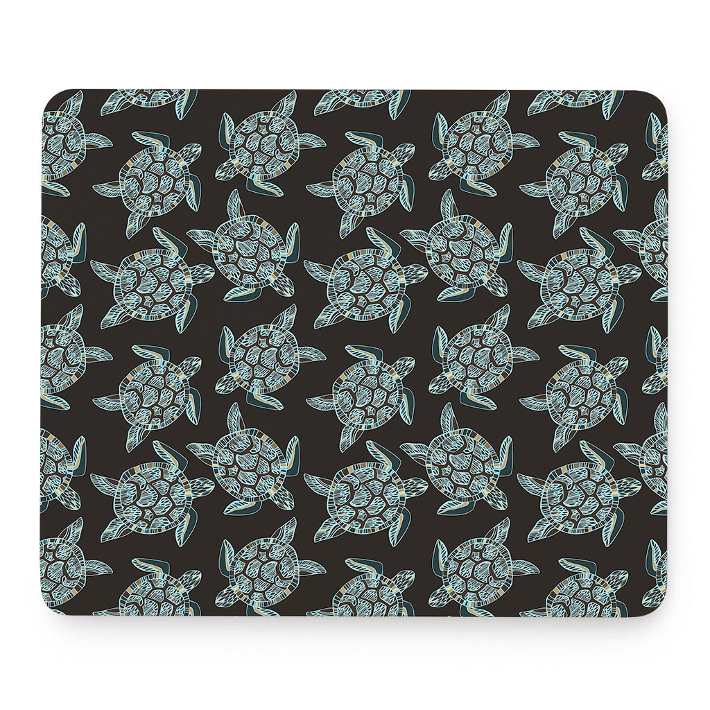 Blue And Black Sea Turtle Pattern Print Mouse Pad