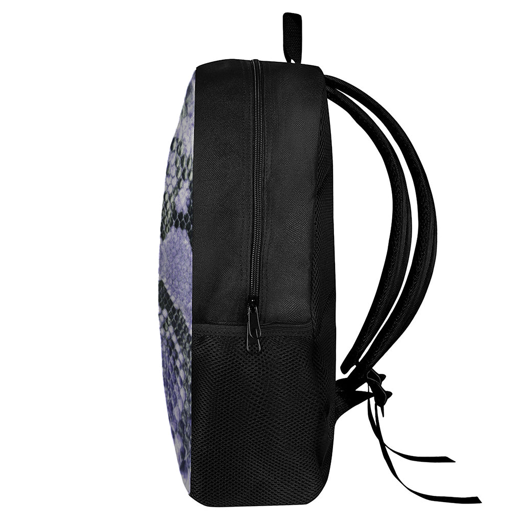Blue And Black Snakeskin Print 17 Inch Backpack