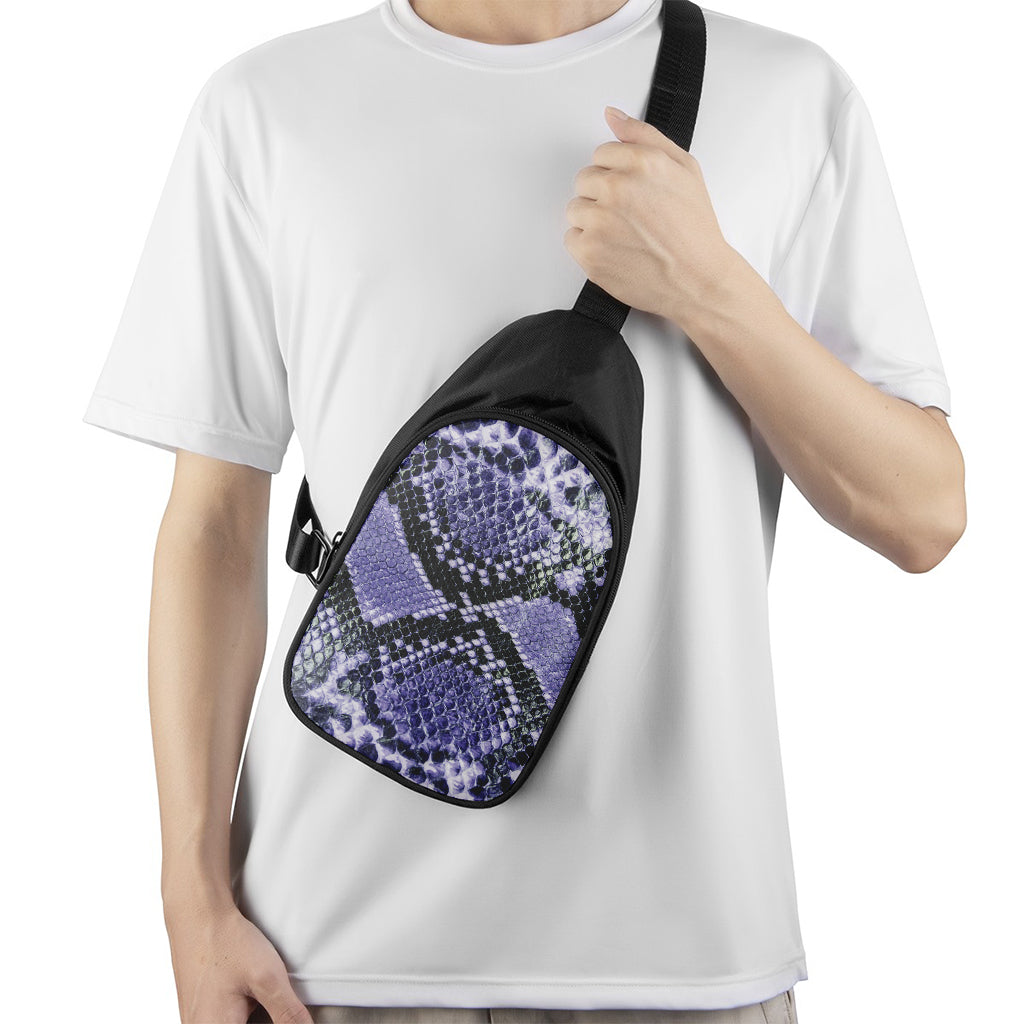 Blue And Black Snakeskin Print Chest Bag