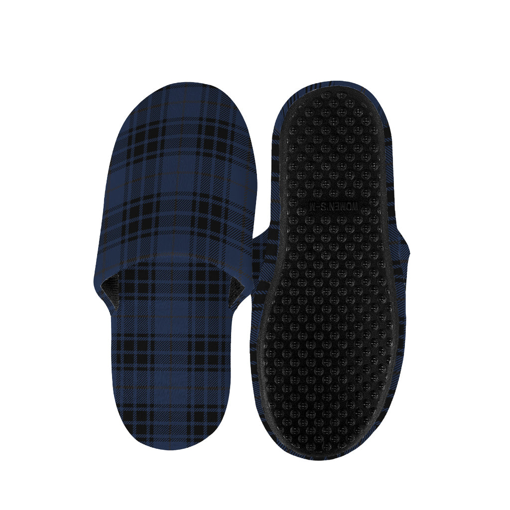 Blue And Black Tartan Pattern Print Slippers