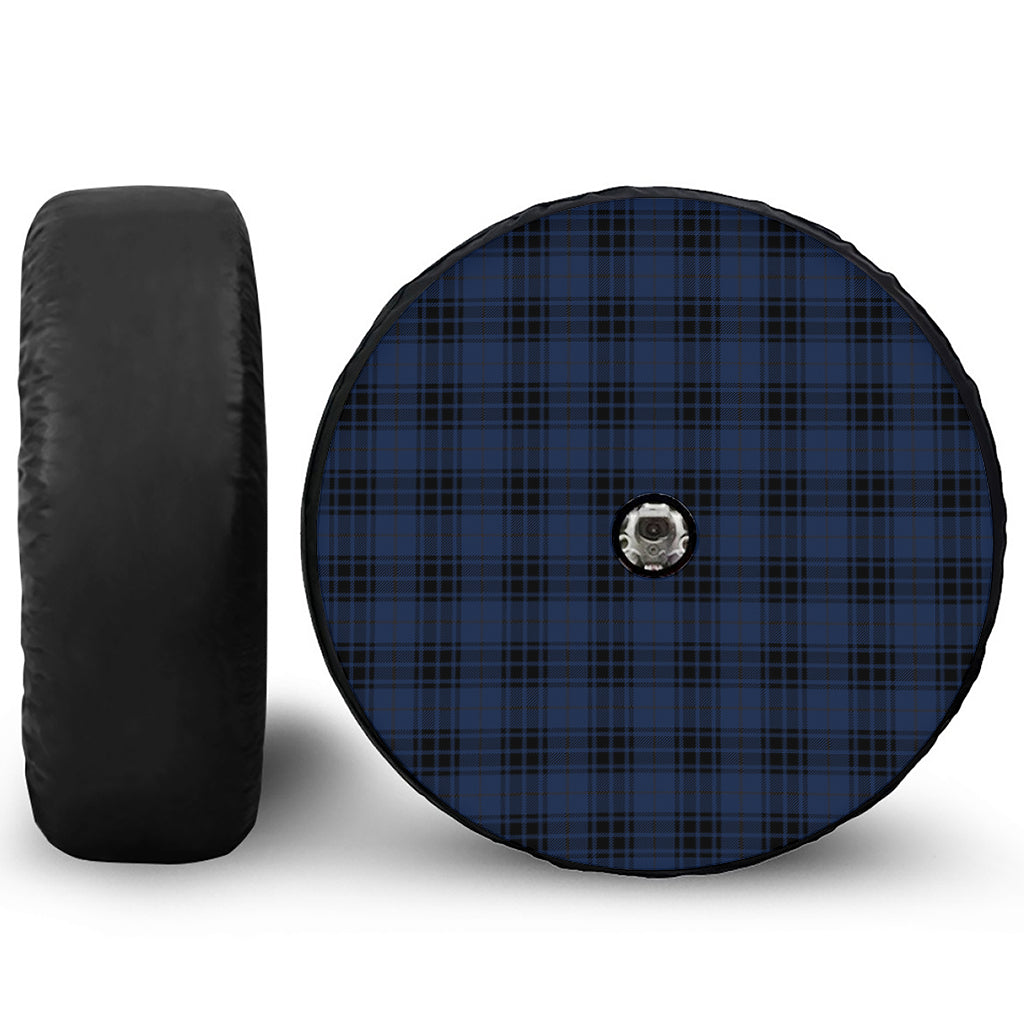 Blue And Black Tartan Pattern Print Tire Cover With Camera Hole