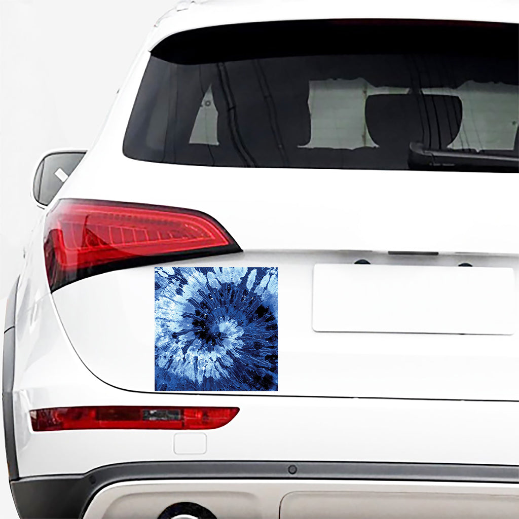 Blue And Black Tie Dye Print Car Sticker