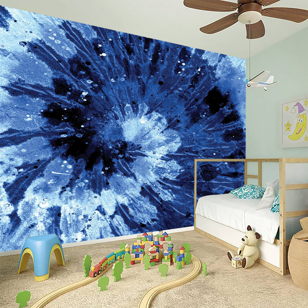 Blue And Black Tie Dye Print Wall Sticker