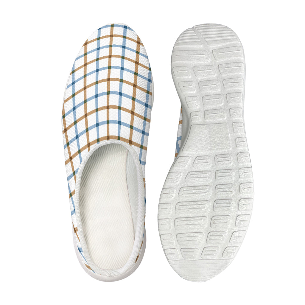 Blue And Brown Tattersall Pattern Print Mesh Casual Shoes