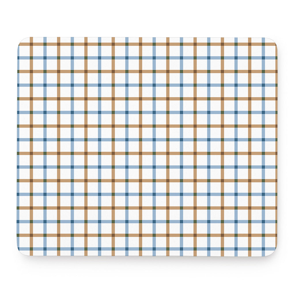 Blue And Brown Tattersall Pattern Print Mouse Pad