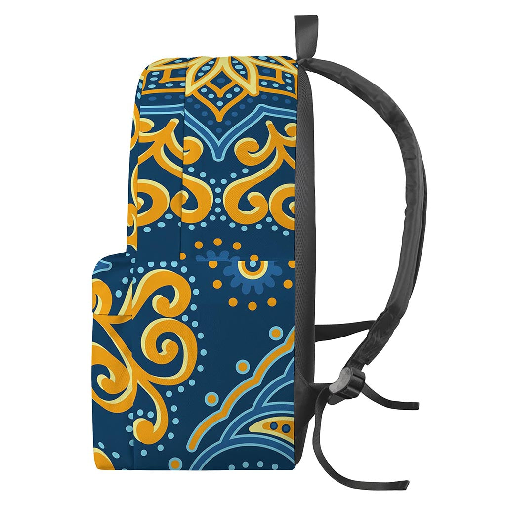 Blue And Gold Bohemian Mandala Print Backpack