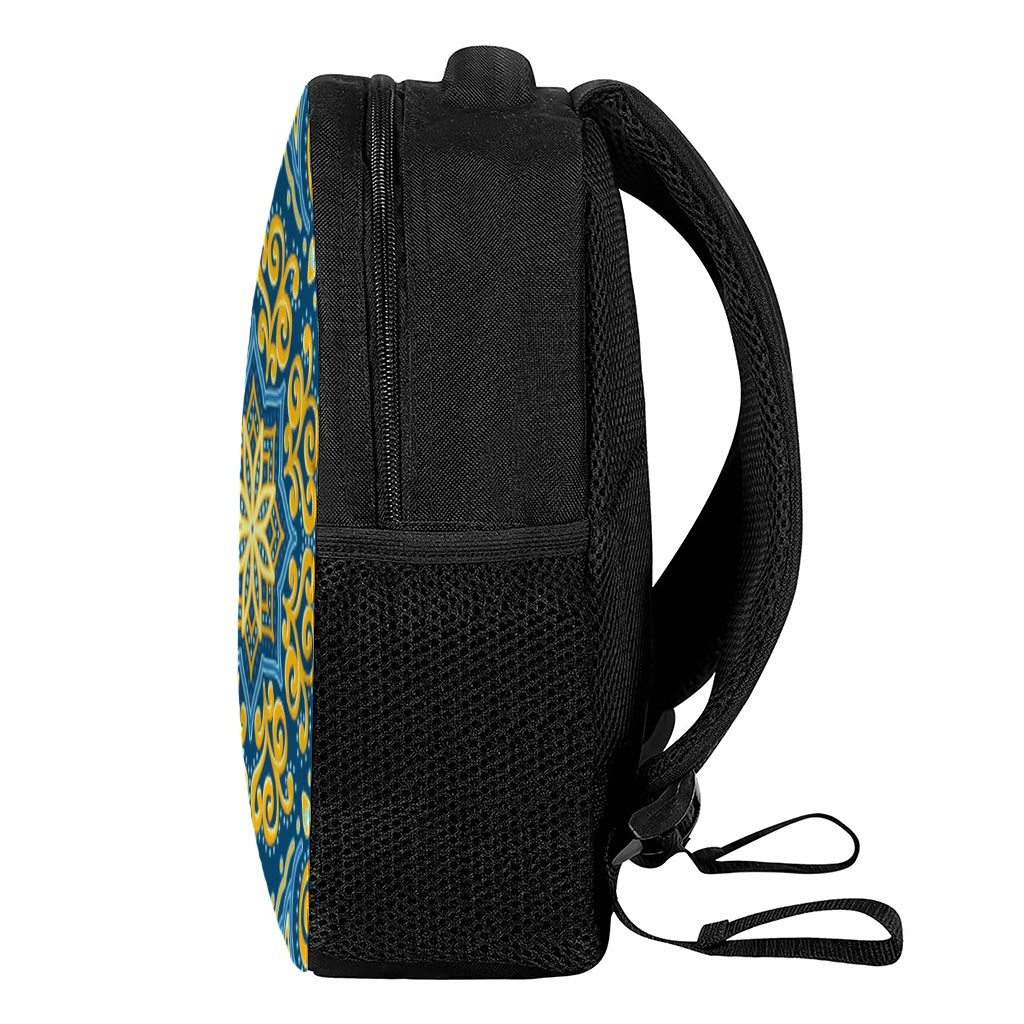 Blue And Gold Bohemian Mandala Print Casual Backpack