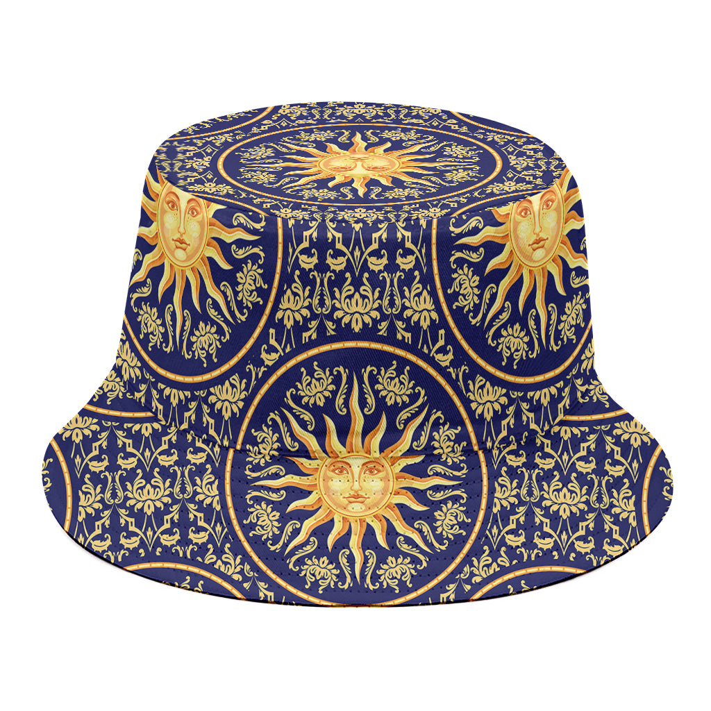 Blue And Gold Celestial Pattern Print Bucket Hat