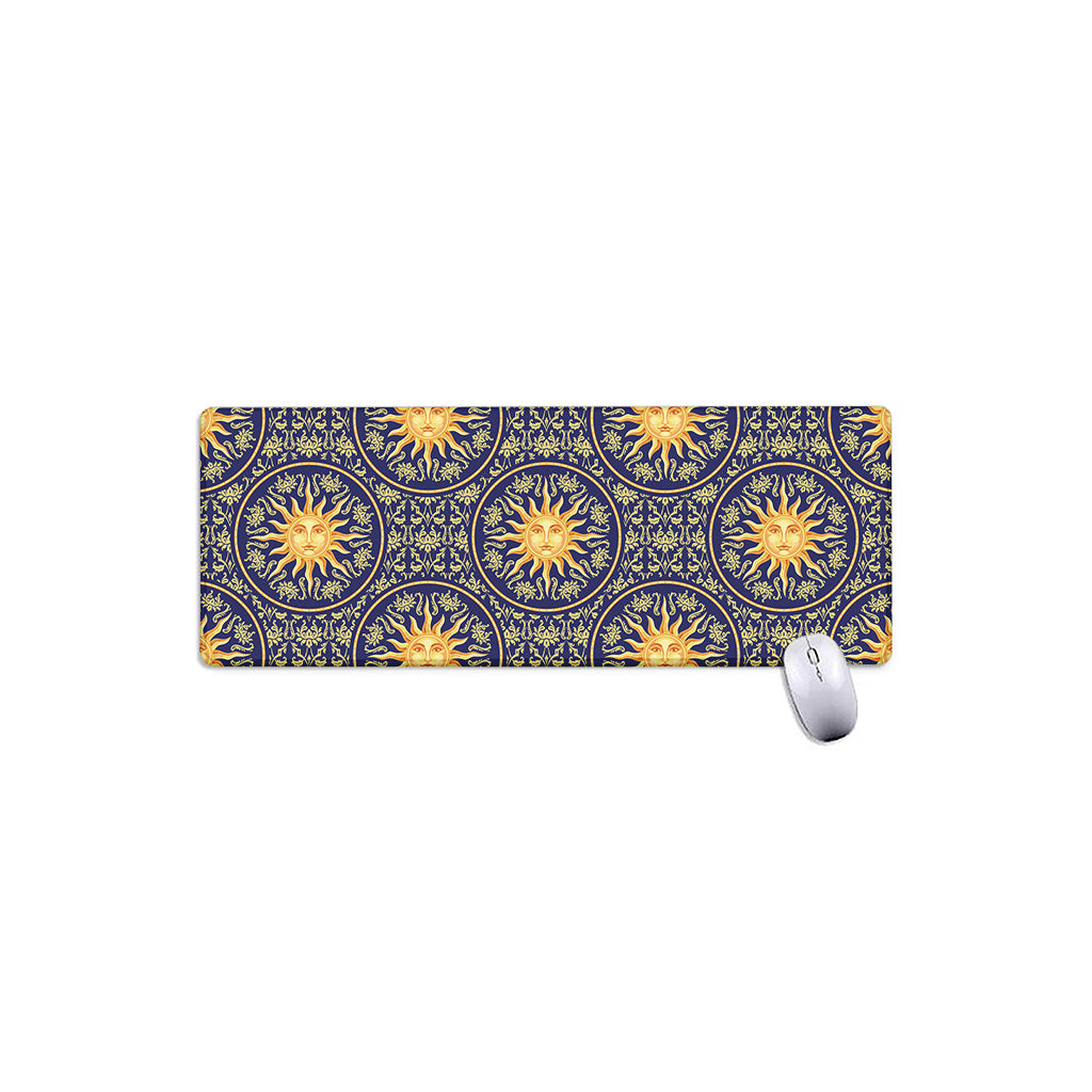 Blue And Gold Celestial Pattern Print Extended Mouse Pad