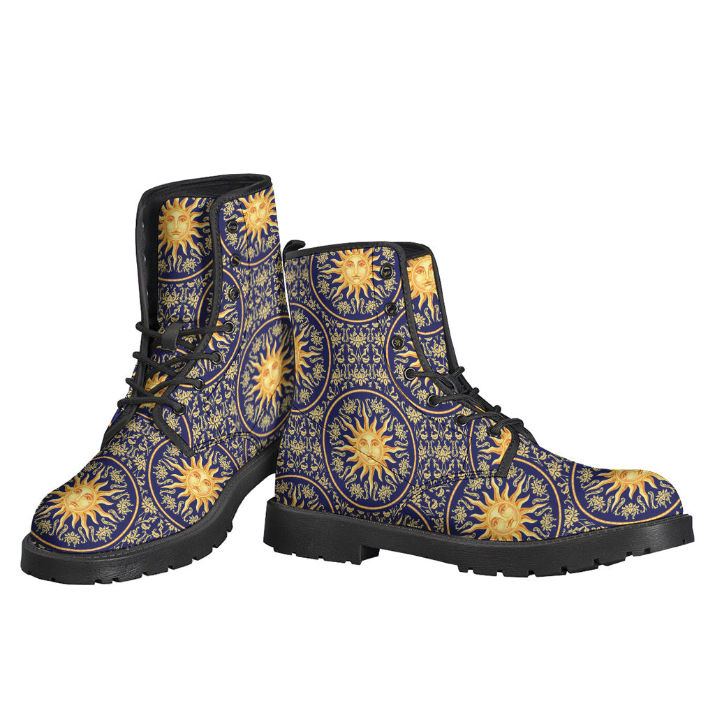Blue And Gold Celestial Pattern Print Backpack