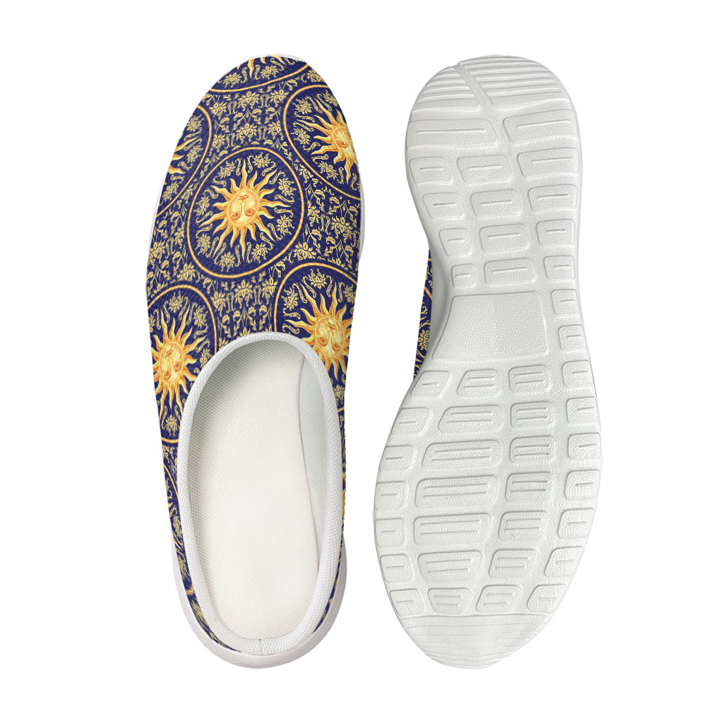 Blue And Gold Celestial Pattern Print Mesh Casual Shoes