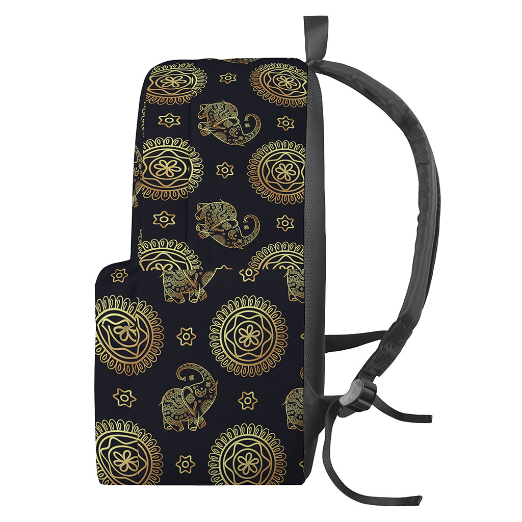 Blue And Gold Tribal Elephant Print Backpack