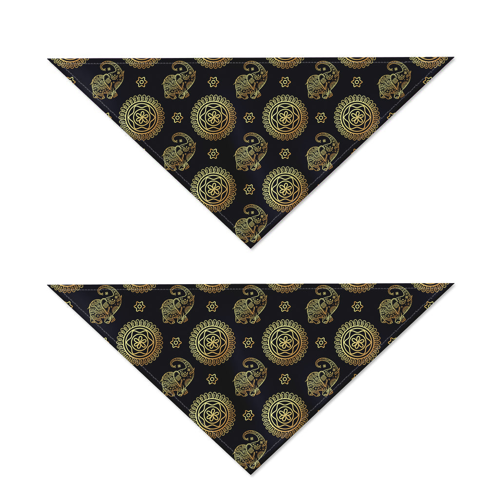 Blue And Gold Tribal Elephant Print Dog Bandana