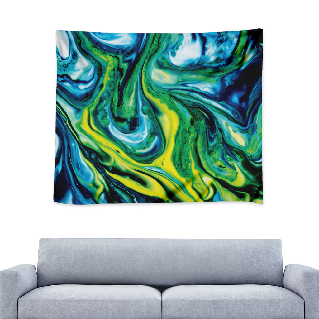 Blue And Green Acid Melt Print Tapestry