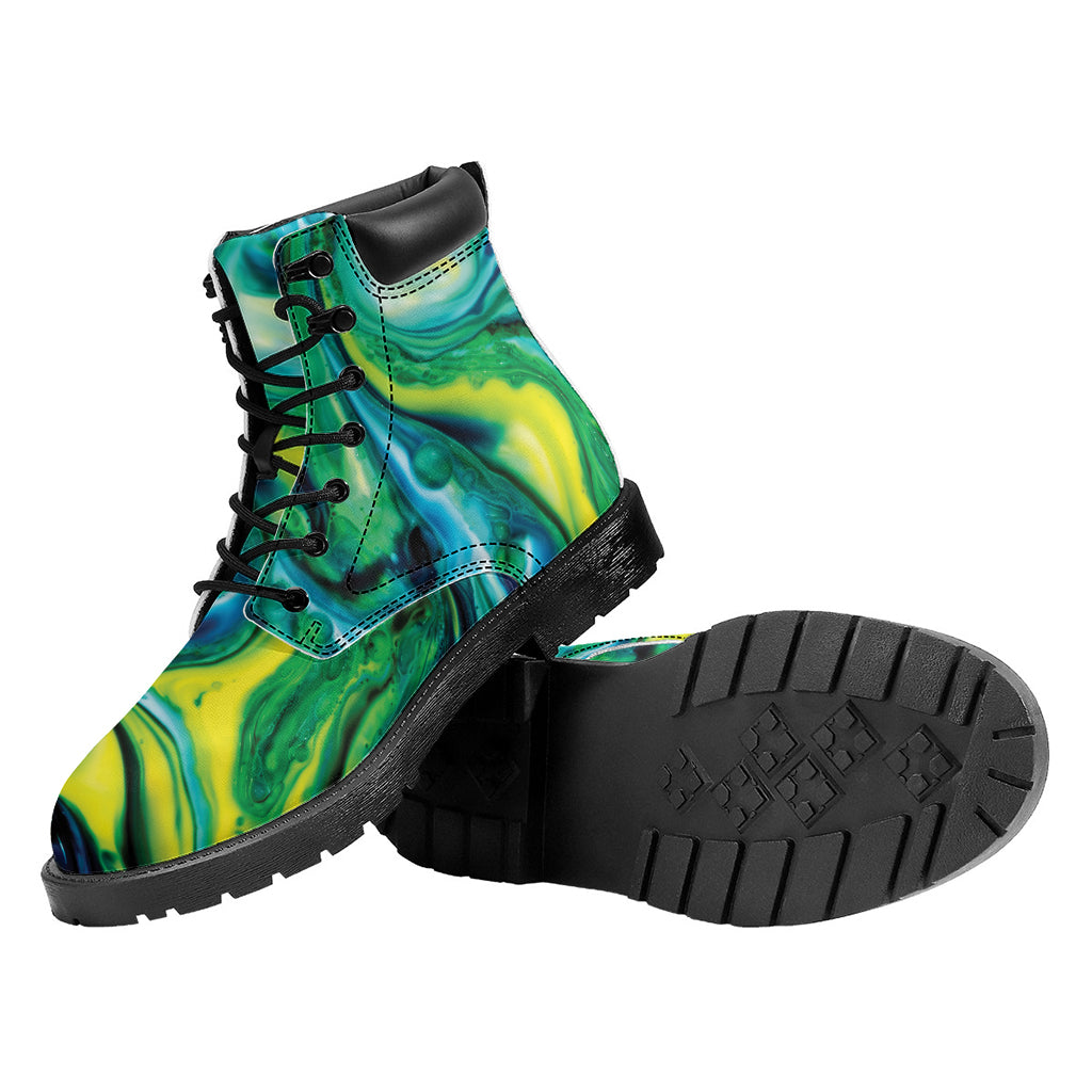 Blue And Green Acid Melt Print Work Boots