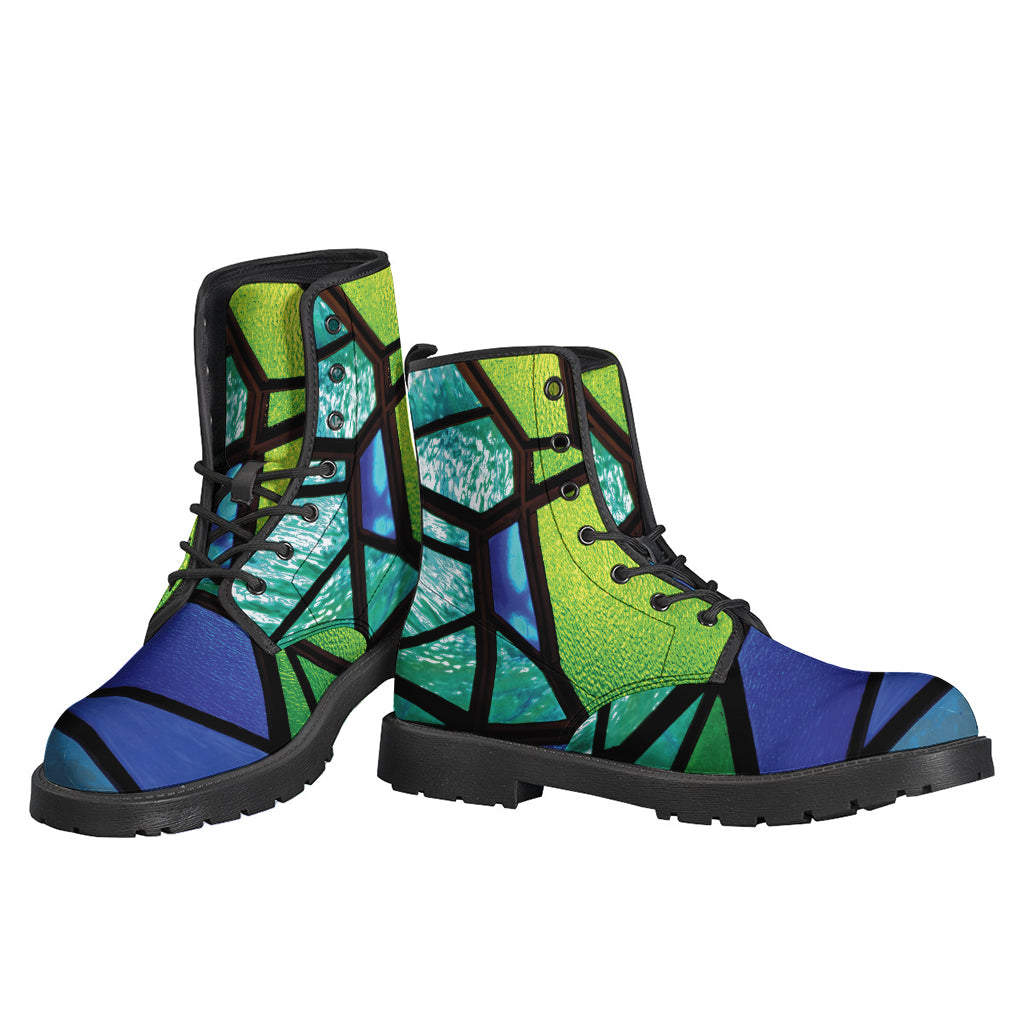 Blue And Green Stained Glass Print Backpack