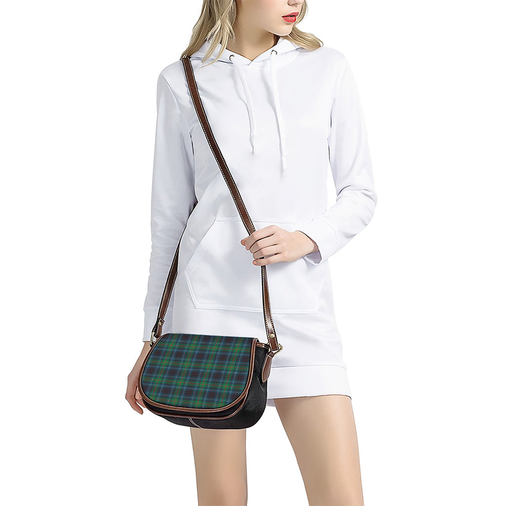 Blue And Green Tartan Pattern Print Saddle Bag