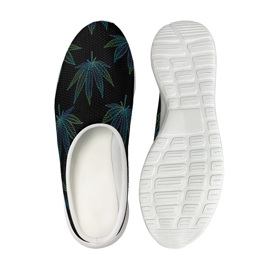Blue And Green Weed Leaf Pattern Print Mesh Casual Shoes