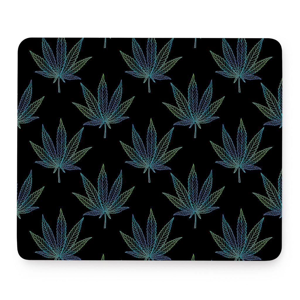 Blue And Green Weed Leaf Pattern Print Mouse Pad