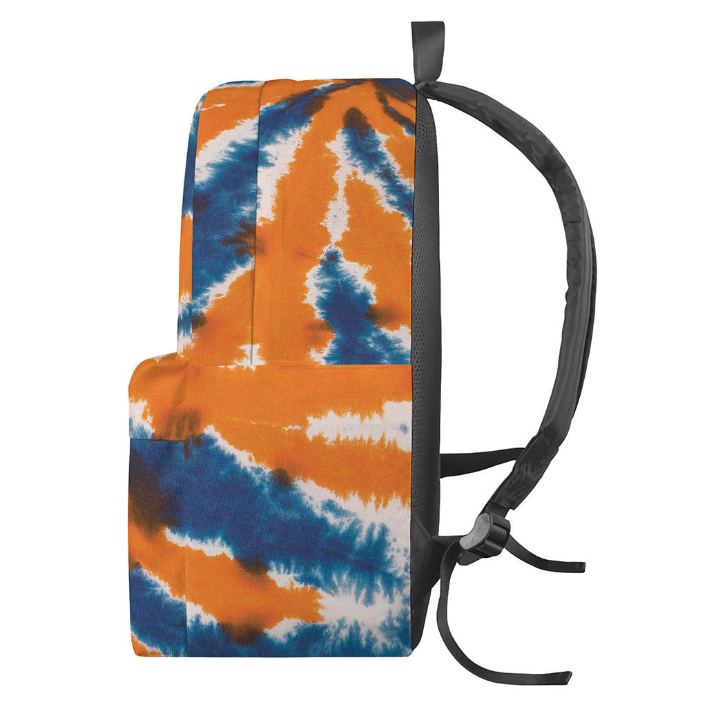 Blue And Orange Spider Tie Dye Print Backpack