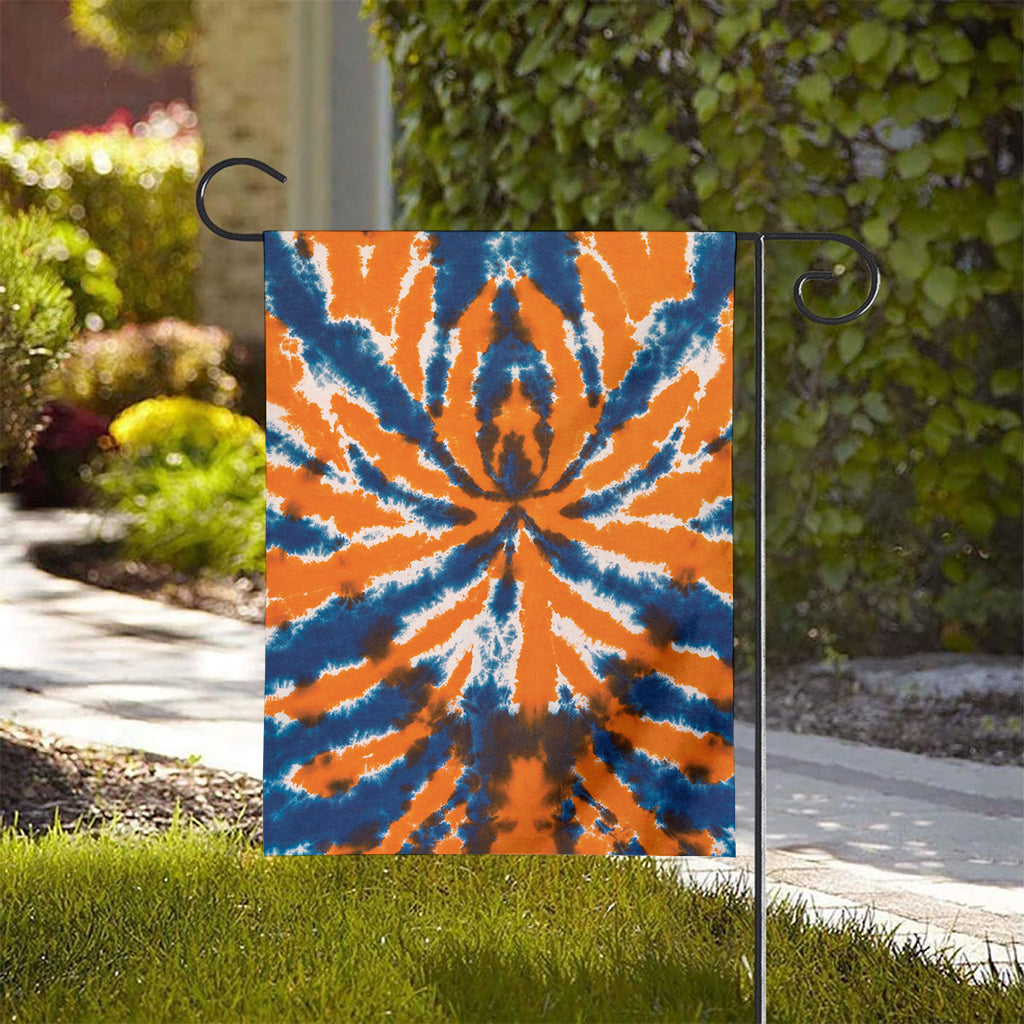 Blue And Orange Spider Tie Dye Print House Flag