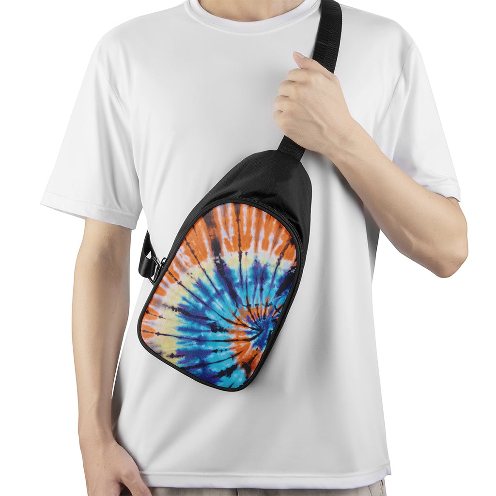 Blue And Orange Tie Dye Print Chest Bag