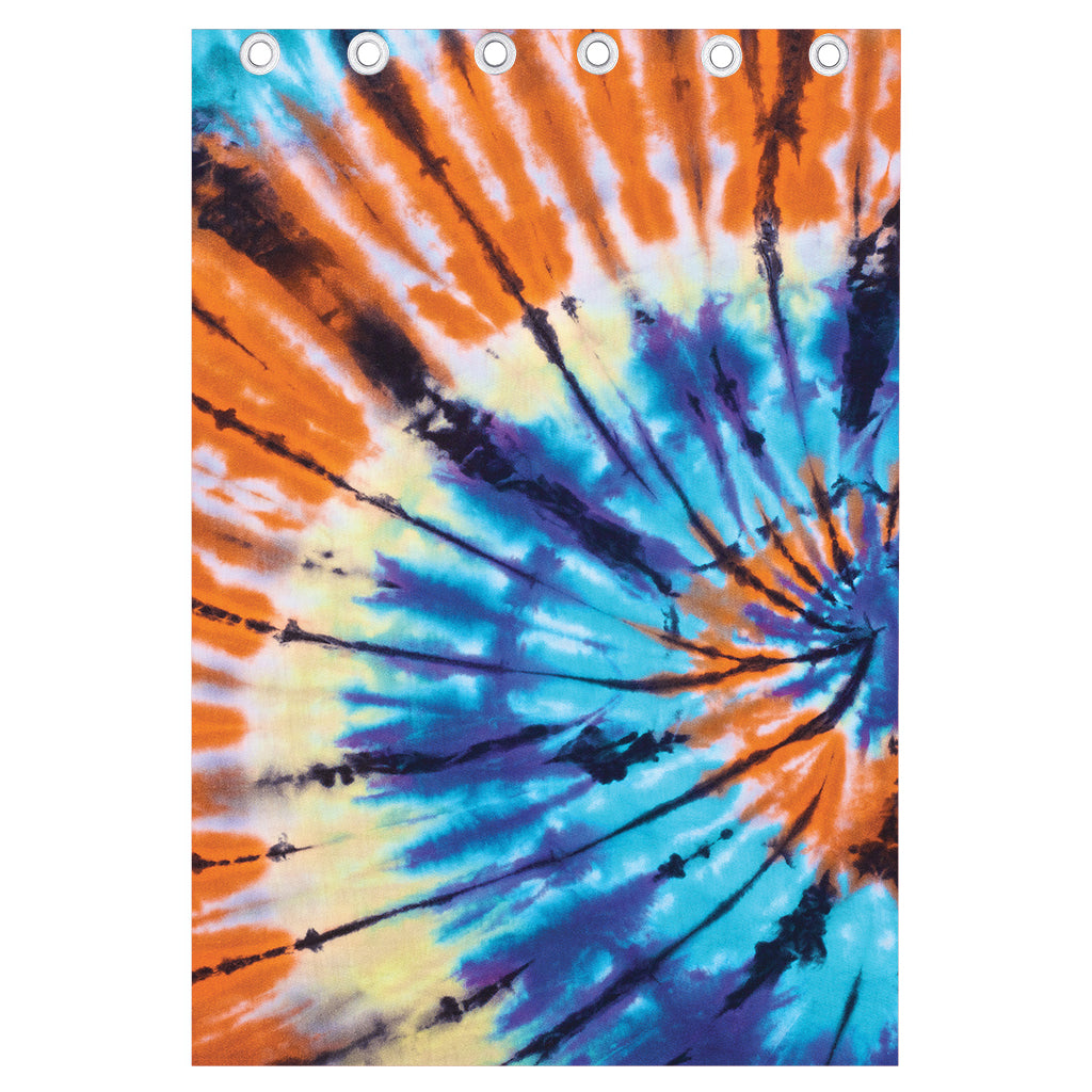 Blue And Orange Tie Dye Print Curtain